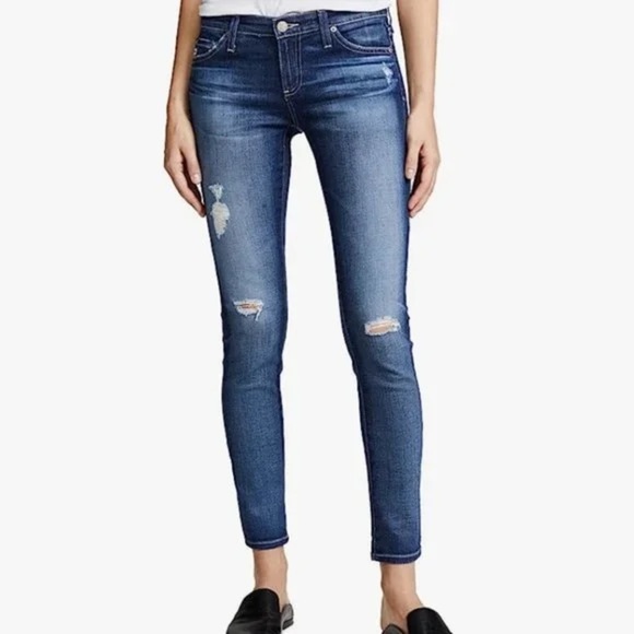 AG Jean The Legging Ankle Super Skinny Destroyed Faded Medium Wash - Picture 1 of 12